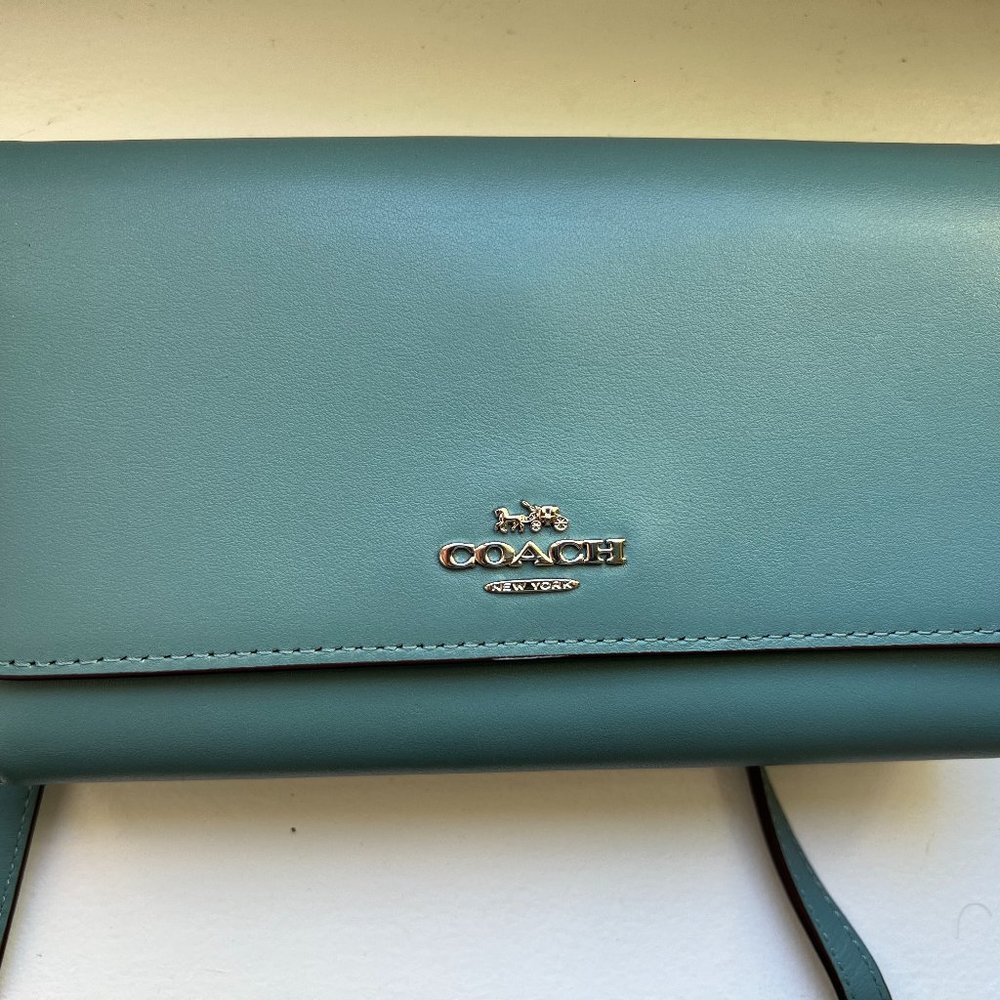 Coach Dusty Blue Shoulder Purse Wallet